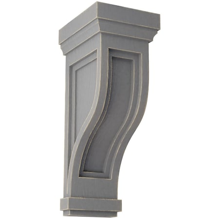 Ekena Millwork 6 1/2"W x 6 1/2"D x 14"H Traditional Recessed Wood Vintage Decor Corbel, Pebble Grey CORWD06X06X14TRPG
